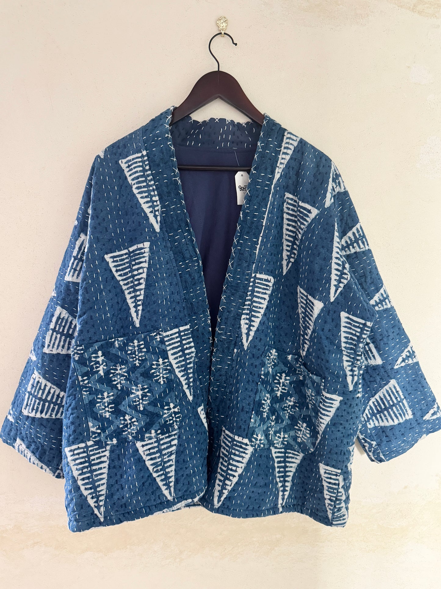 Indigo Hand-Stitched Quilted Cotton Jacket