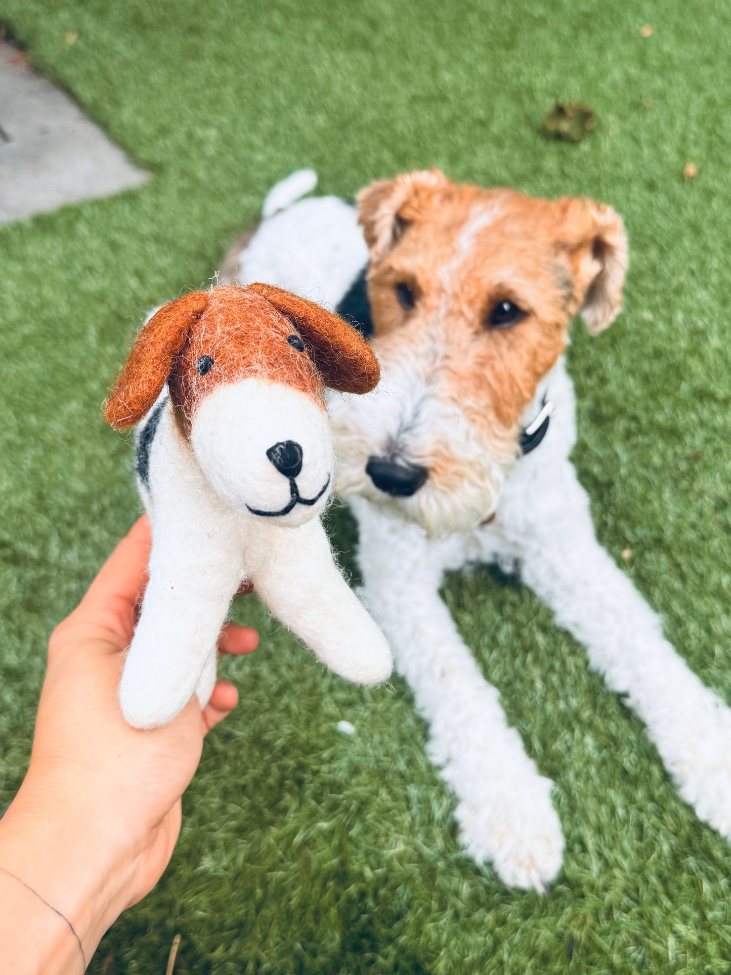 🐶 Handmade Felted Wool Wire Fox Terriers – 3 Sizes