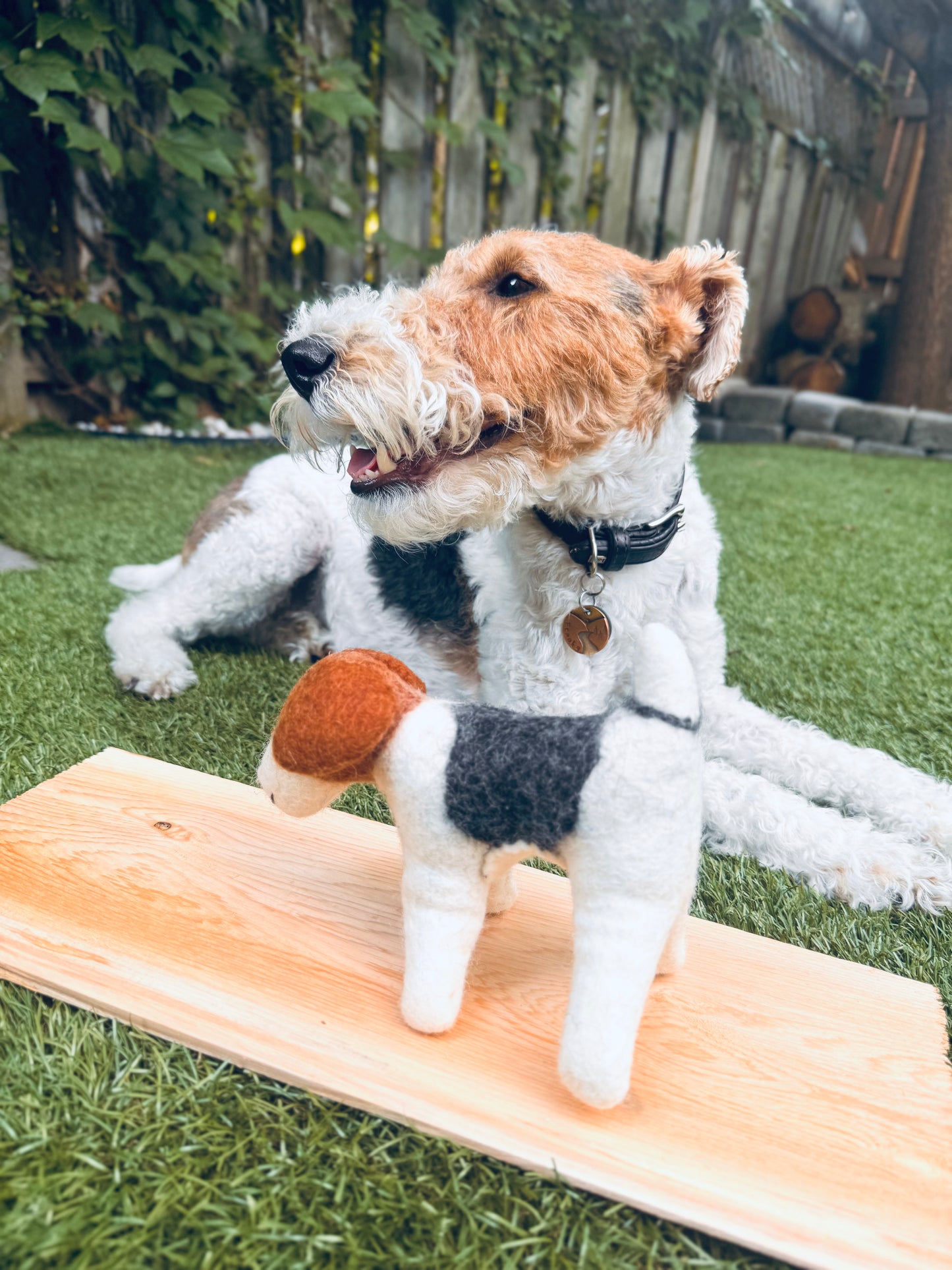 🐶 Handmade Felted Wool Wire Fox Terriers – 3 Sizes