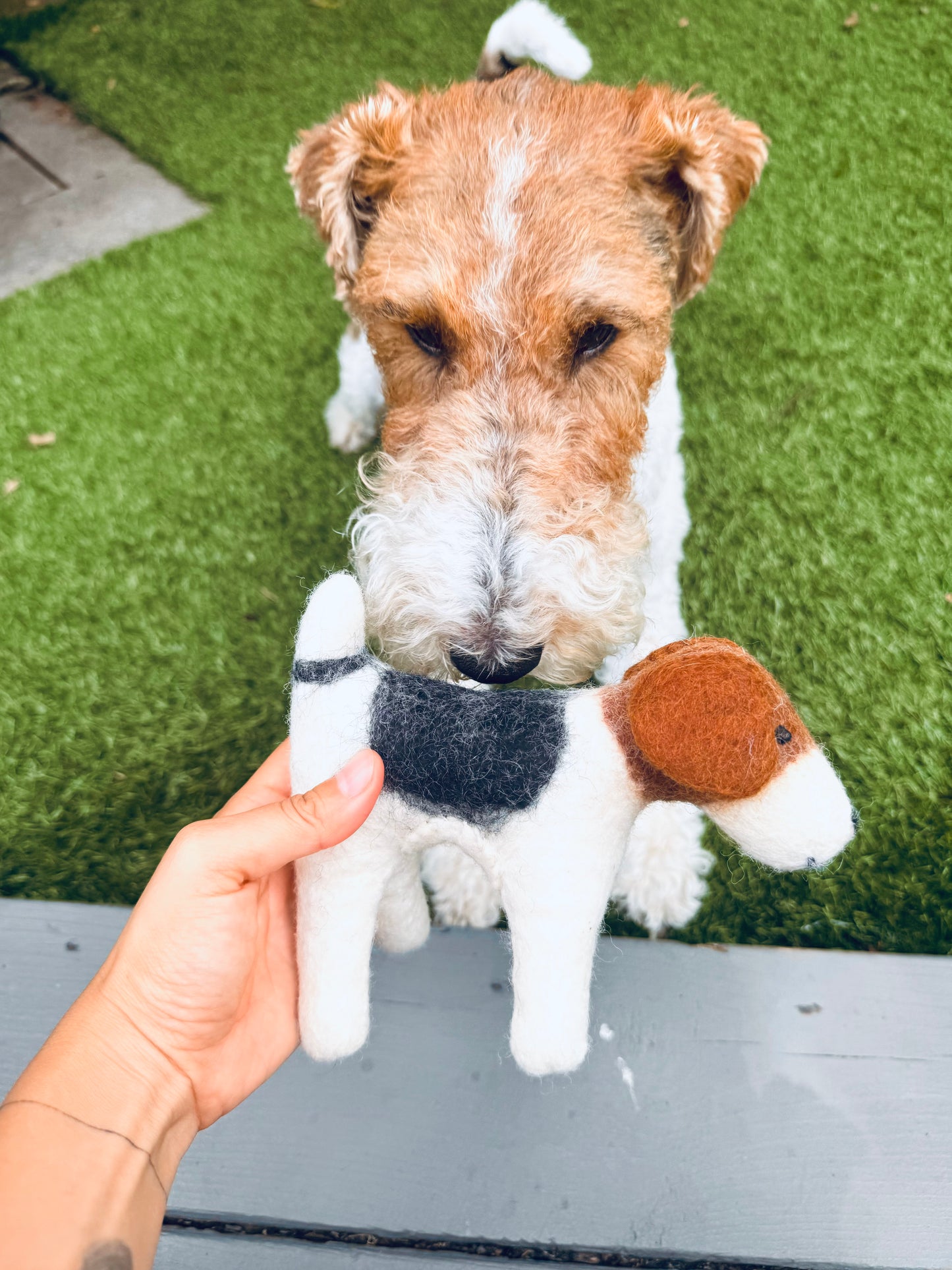 🐶 Handmade Felted Wool Wire Fox Terriers – 3 Sizes