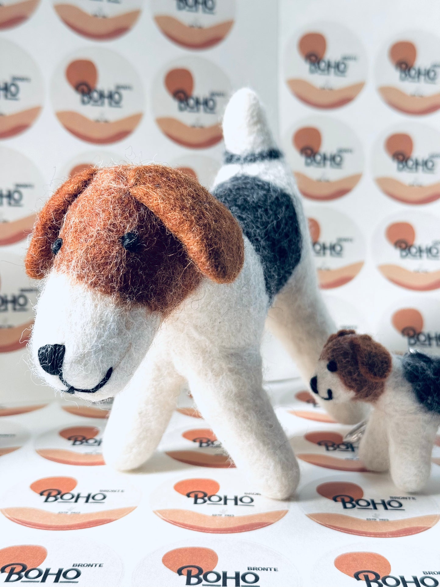 🐶 Handmade Felted Wool Wire Fox Terriers – 3 Sizes