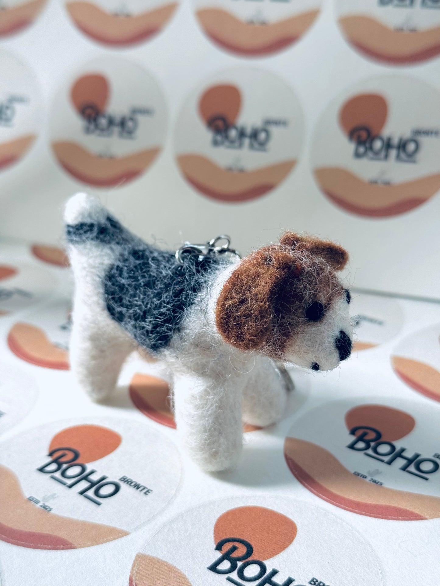 🐶 Handmade Felted Wool Wire Fox Terriers – 3 Sizes