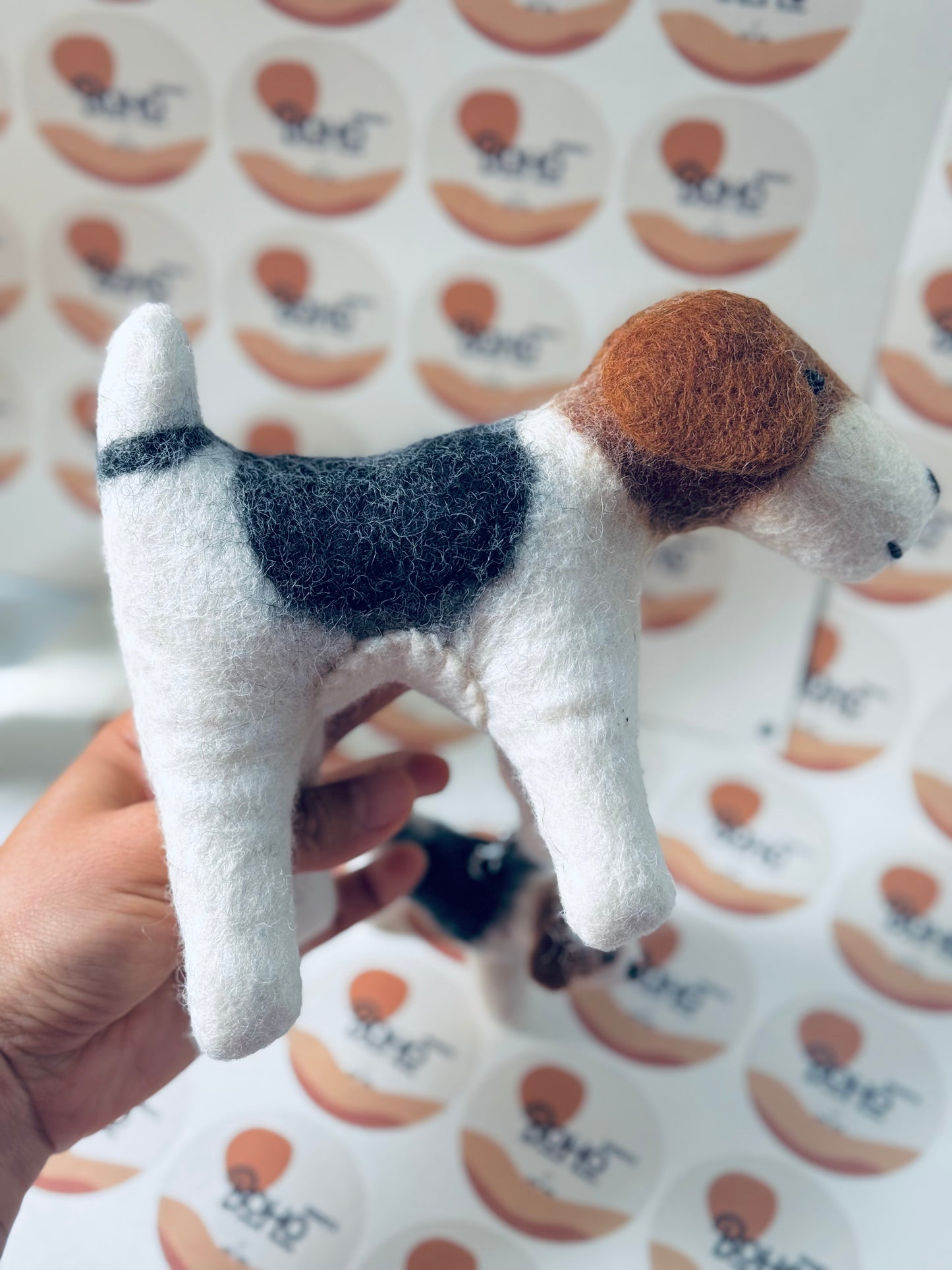 🐶 Handmade Felted Wool Wire Fox Terriers – 3 Sizes