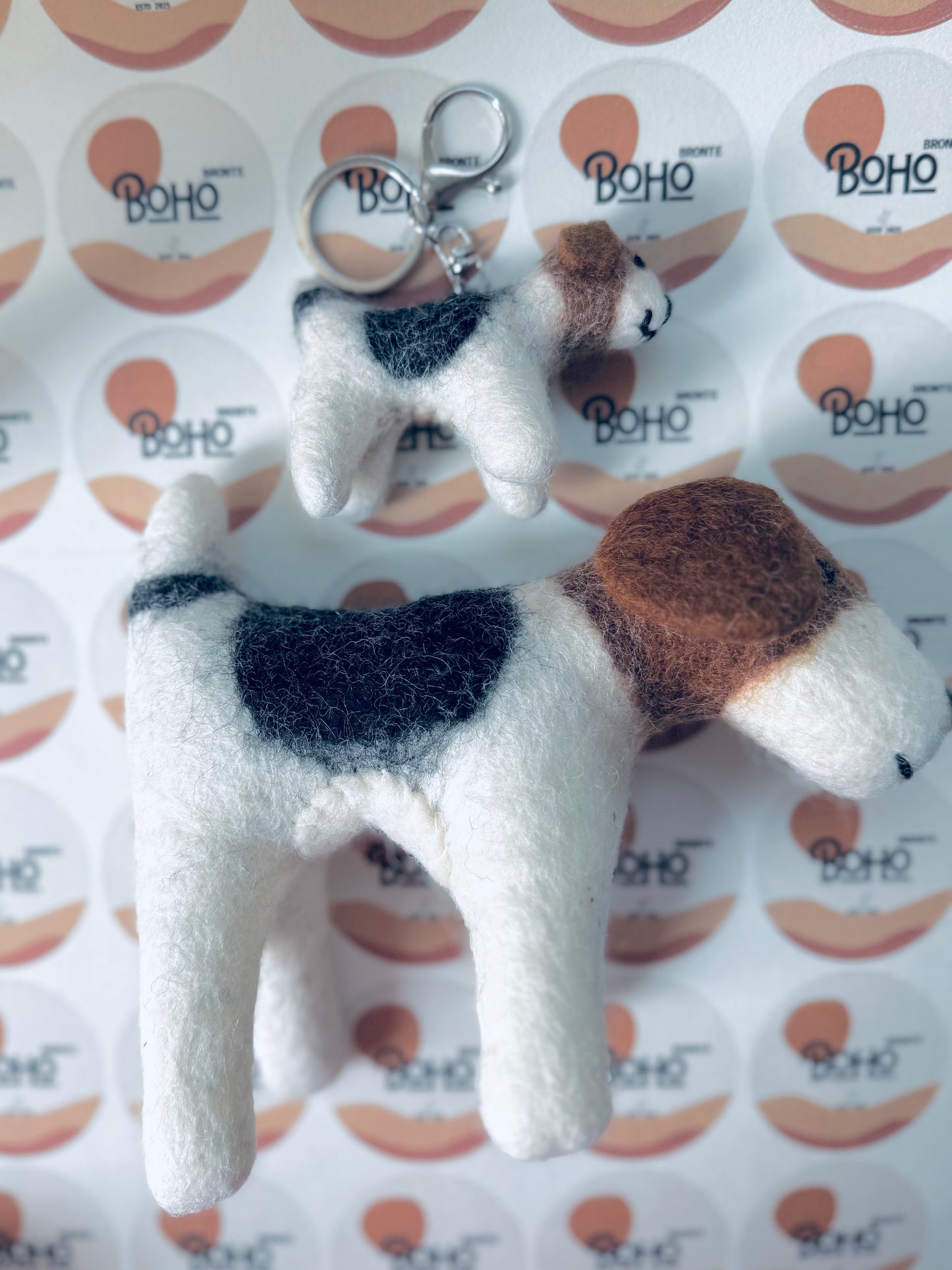 🐶 Handmade Felted Wool Wire Fox Terriers – 3 Sizes