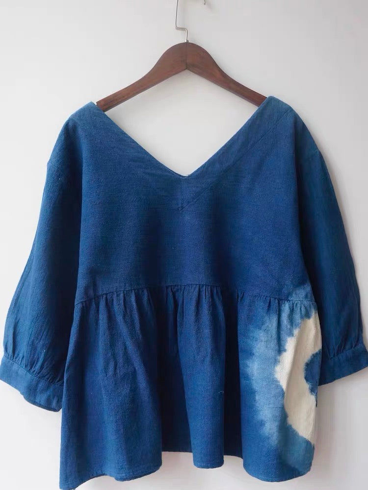Indigo Dyed Peplum Top – Thailand