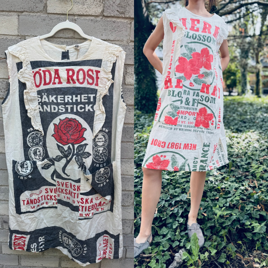 Vintage Print Washed Cotton Dress