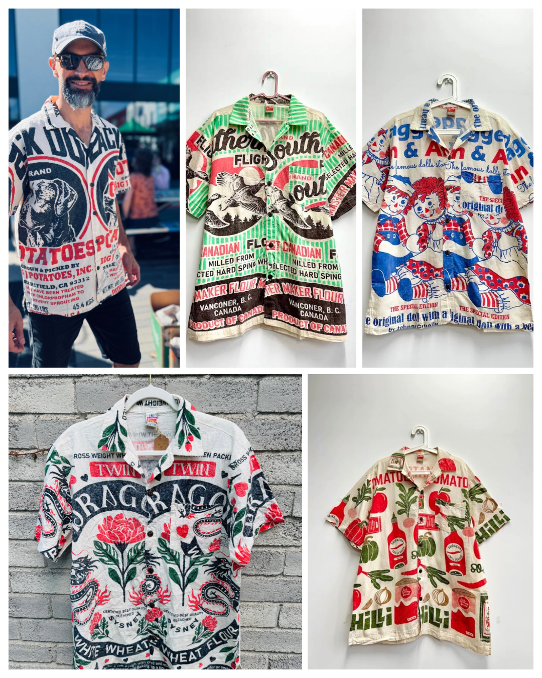 Vintage Flour Sack Print Shirt L XL XXL