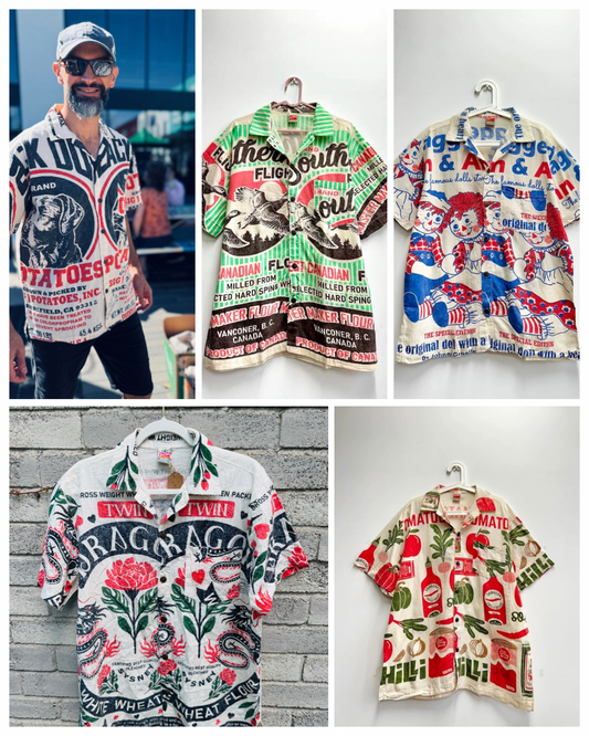 Vintage Flour Sack Print Shirt L XL XXL