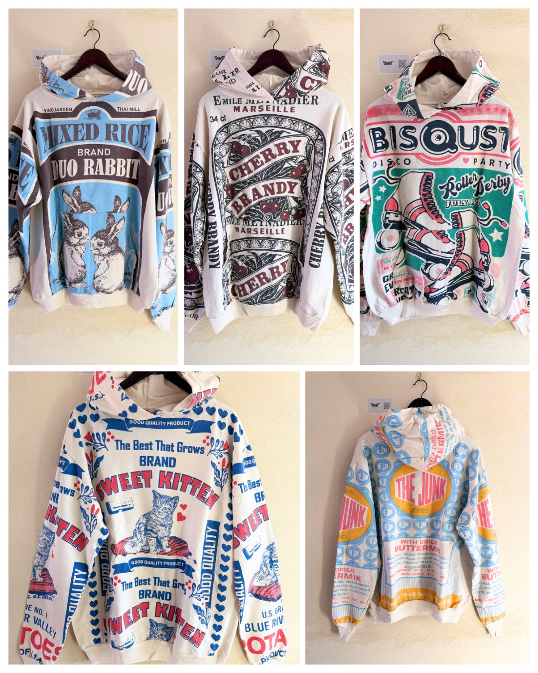 Vintage Sack Print Hoodie – Oversized Graphic Cotton Hoodie (Thailand Handmade)