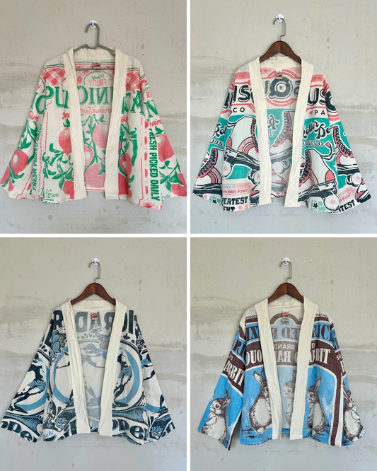 Thai Cotton Kimono Jacket – Vintage multi Prints