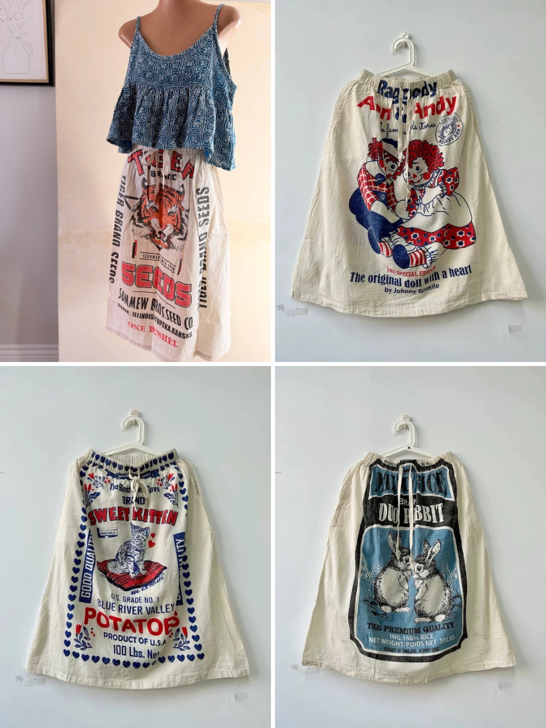 Grain Sack Cotton Skirt – One of a Kind