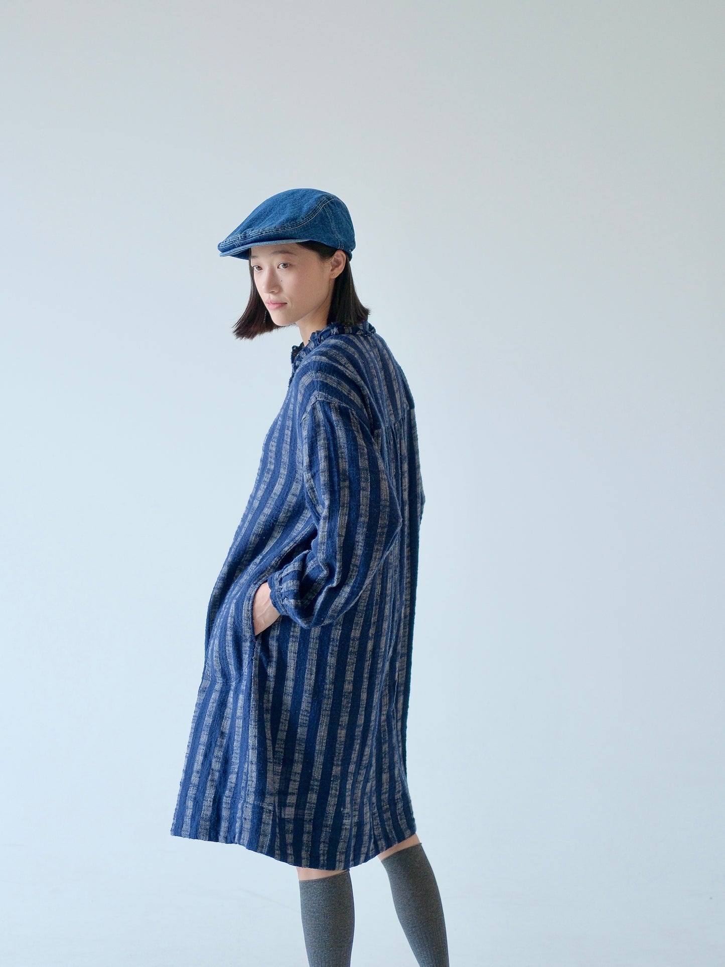 Indigo Cotton Shirt Dress