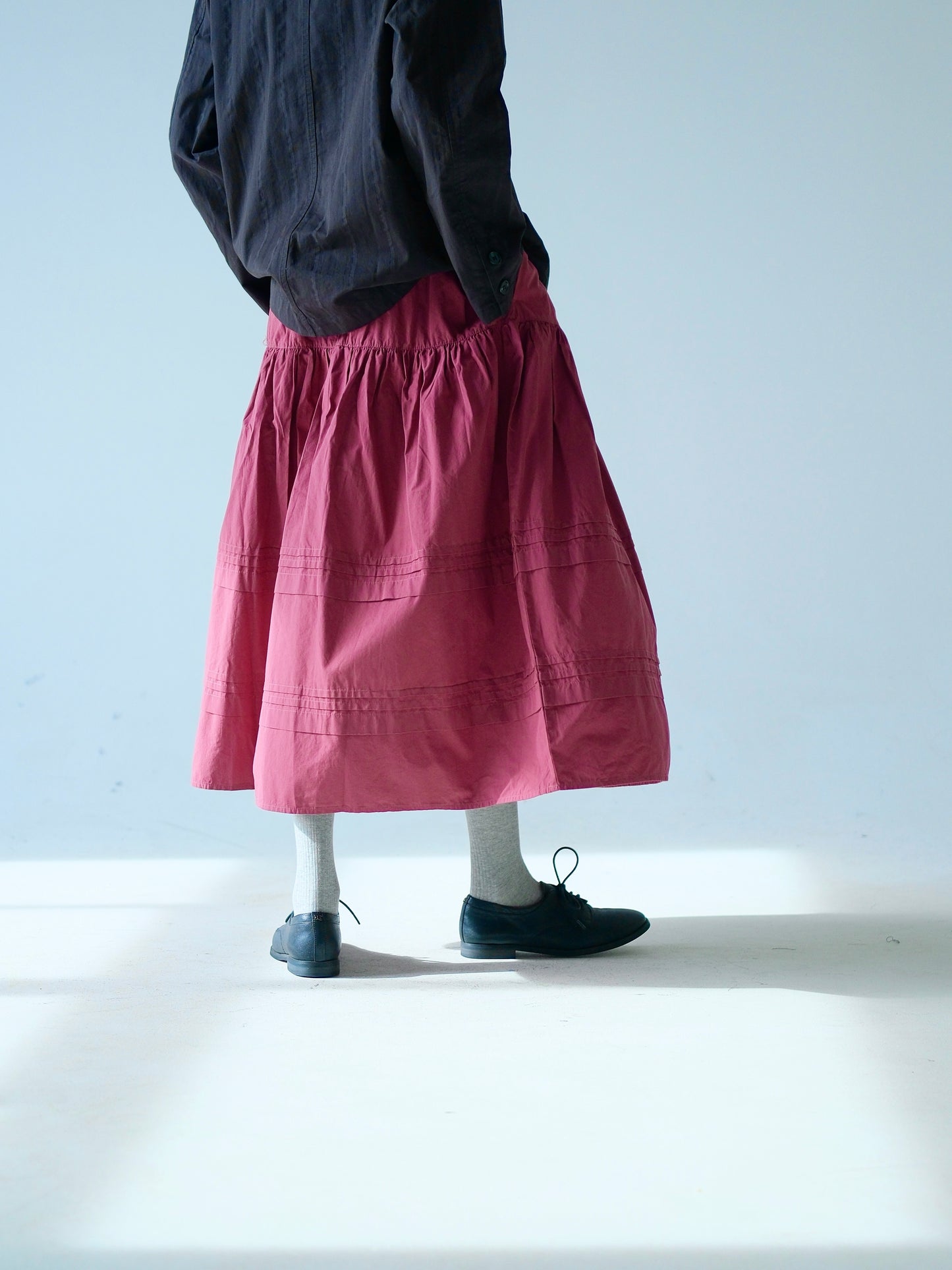 Cotton Lightweight Gathered Skirt – Brick Red