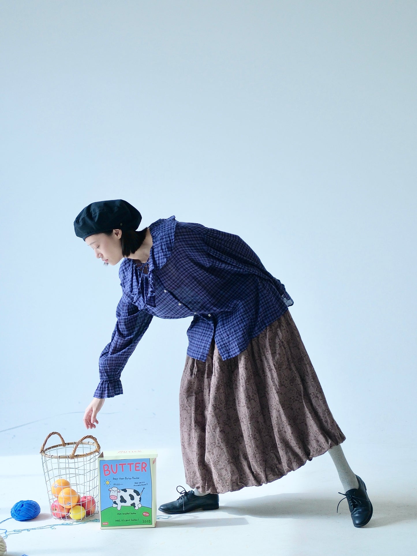 Purple Check Cotton Blouse – Made in Japan