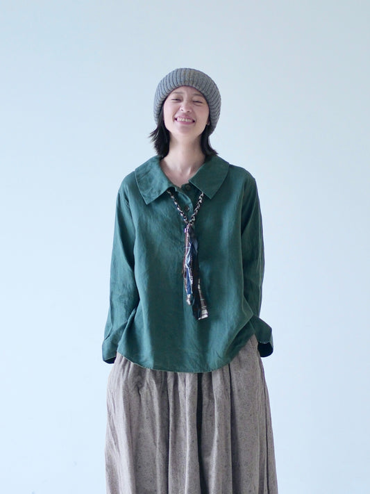 Everyday Linen Top – Forest Green